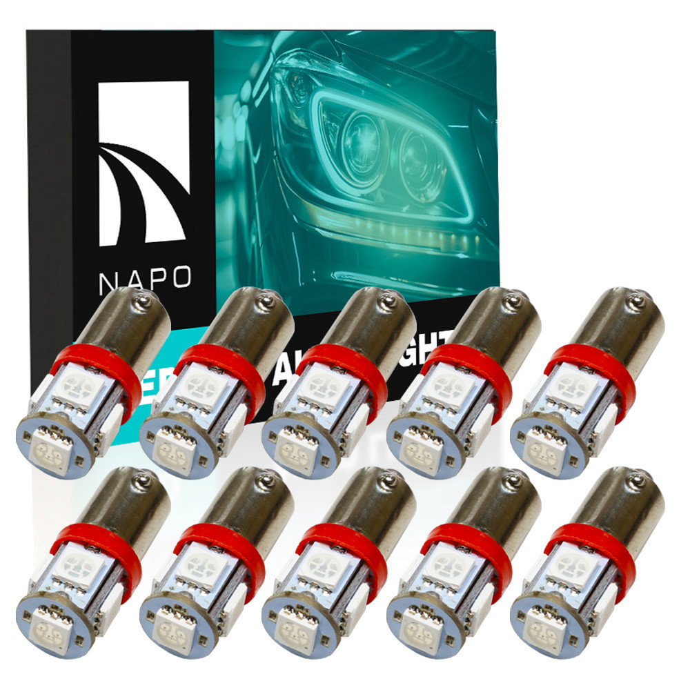 Комплект світлодіодних ламп NAPO LED BA9S-5050-5smd T4W Ba9s колір світіння червоний10 шт, фото 1