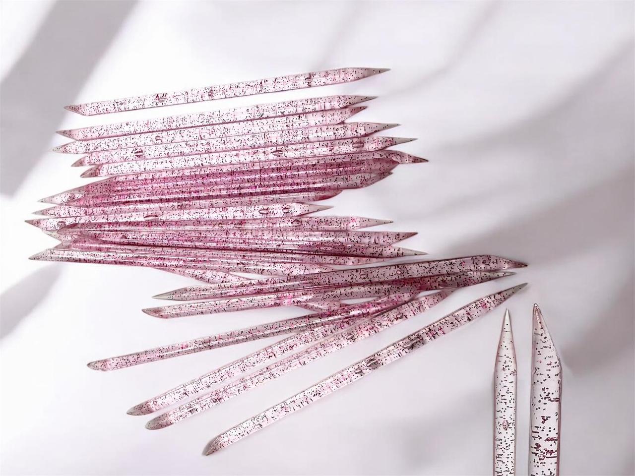 Пластикові палички з блискітками використовуються в європейському манікюрі для відсування кутикули 100 шт. різноцв, фото 1