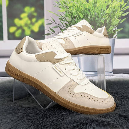 Кросівки-кеди жіночі Gipanis білі з бежевим еко-шкіра 4802, фото 1