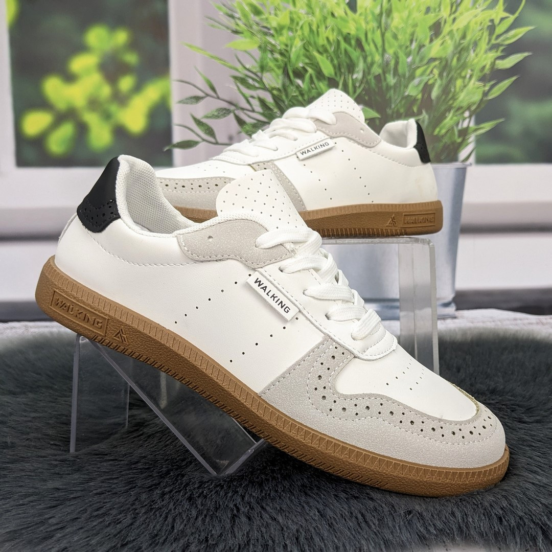 Кросівки-кеди жіночі Gipanis білі з сірим еко-шкіра 4802