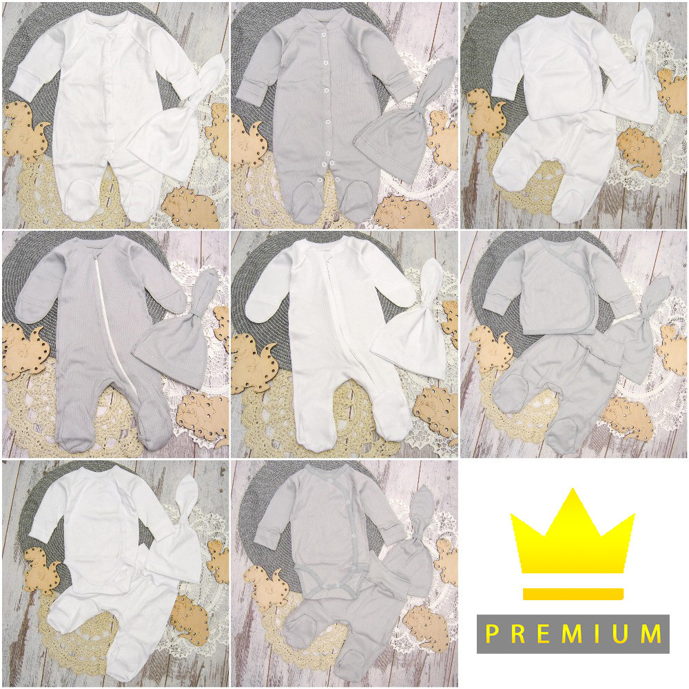 56-62 0-3 міс літній костюмчик комплект на виписку з шапочкою для новонароджених у пологовий будинок 7018