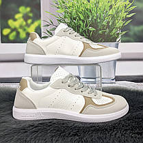 Кросівки-кеди жіночі Gipanis білі з бежевим еко-шкіра 4804, фото 2