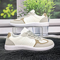 Кросівки-кеди жіночі Gipanis білі з бежевим еко-шкіра 4804, фото 3