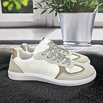 Кросівки-кеди жіночі Gipanis білі з бежевим еко-шкіра 4804, фото 4