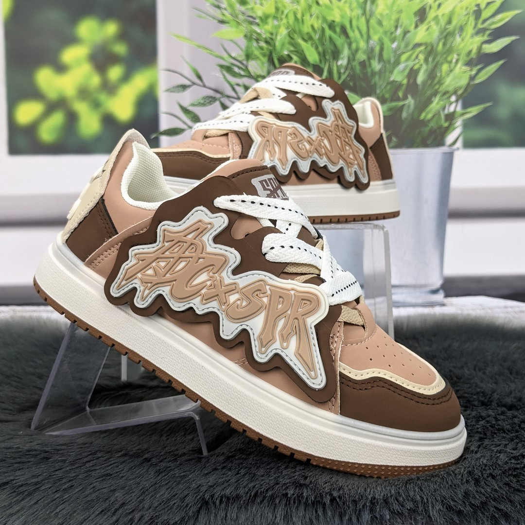 Кросівки жіночі Violeta бежеві з коричневим еко-шкіра демісезонні 4545