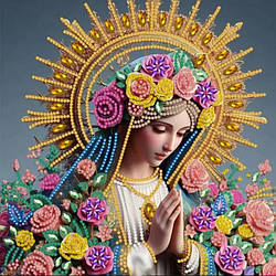 АВ-238. Алмазна мозаїка Ікона Богородиця у квітах