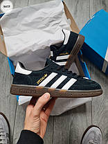 Чоловічі кросівки Adidas Handball Spezial Black White Кеди Адідіс Спешл чорно-білі замшеві демісезон, фото 4