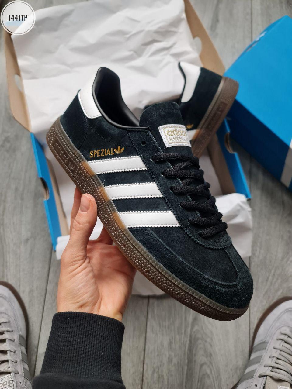 Чоловічі кросівки Adidas Handball Spezial Black White Кеди Адідіс Спешл чорно-білі замшеві демісезон