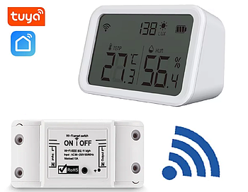 Комплект WIFI автоматизації клімату 1DAL ClimeKit WF1 | Датчик температури та вологості + Wi-Fi реле "Tuya"
