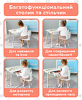 Дитячий столик і стільчик білий. Столик із шухлядою для олівців і розмальовок, фото 10