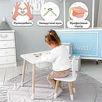 Дитячий столик і стільчик білий. Столик із шухлядою для олівців і розмальовок, фото 2