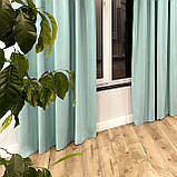 Комплект штори на тасьмі 2 шт ширина-150 висота-250 мікровелюр Світло-бірюзовий, фото 4
