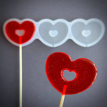 Силіконовий молд для льодяників "Сердечка 6"