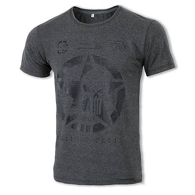 Футболка чоловіча Philipp Plein антрацит  з принтом Зірка з черепом Punisher-Каратель