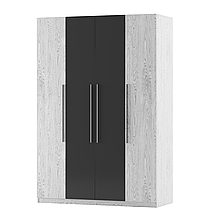 Шафа 4Д(1500) з ДСП в спальню Лілея Нова артвуд світлий/Антрацит (з підсвіткою) Світ Меблів