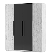 Шафа 4Д(1800) з ДСП в спальню Лілея Нова артвуд світлий/Антрацит (з підсвіткою) Світ Меблів