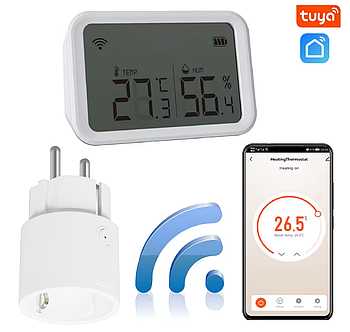 Комплект WIFI автоматизації клімату 1DAL ClimeKit WF2 | Датчик температури та вологості + Wi-Fi розетка | "Tuya"