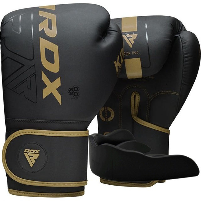 Боксерські рукавиці RDX F6 Kara Matte Golden 6 унцій (капа в комплекті)