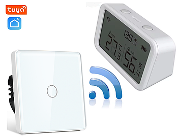 WIFI автоматизація клімату 1DAL ClimeKit WF3W | Датчик температури та вологості + Сенсорний вимикач Білий
