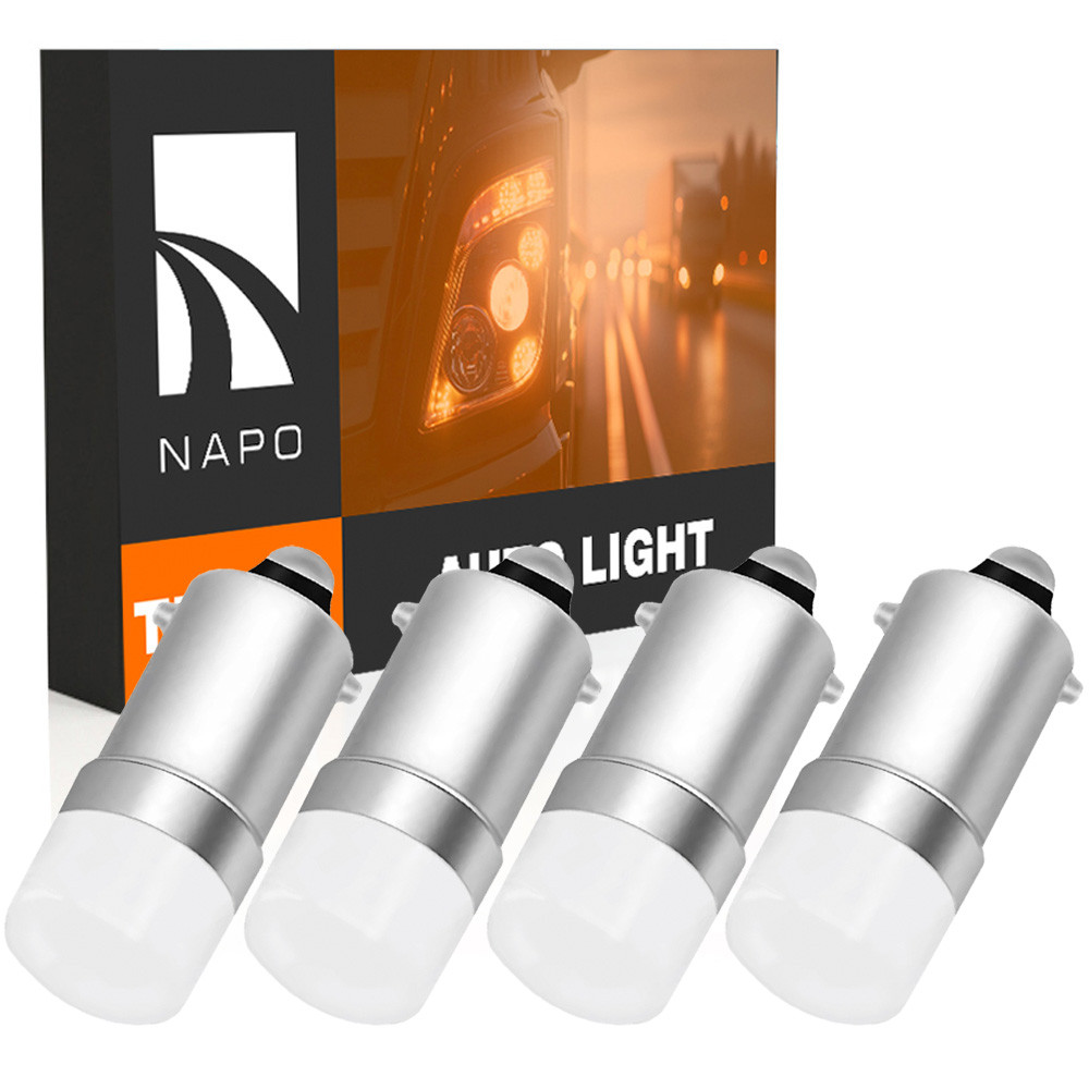 Комплект світлодіодних ламп для вантажівок NAPO TRUCK BA9S-3030-1smd 24V T4W Ba9s колір світіння білий 4 шт, фото 1