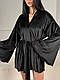 Жіночий велюровий сексуальний короткий халат з поясом з широкими рукавами плюш велюр на подарунок, фото 7