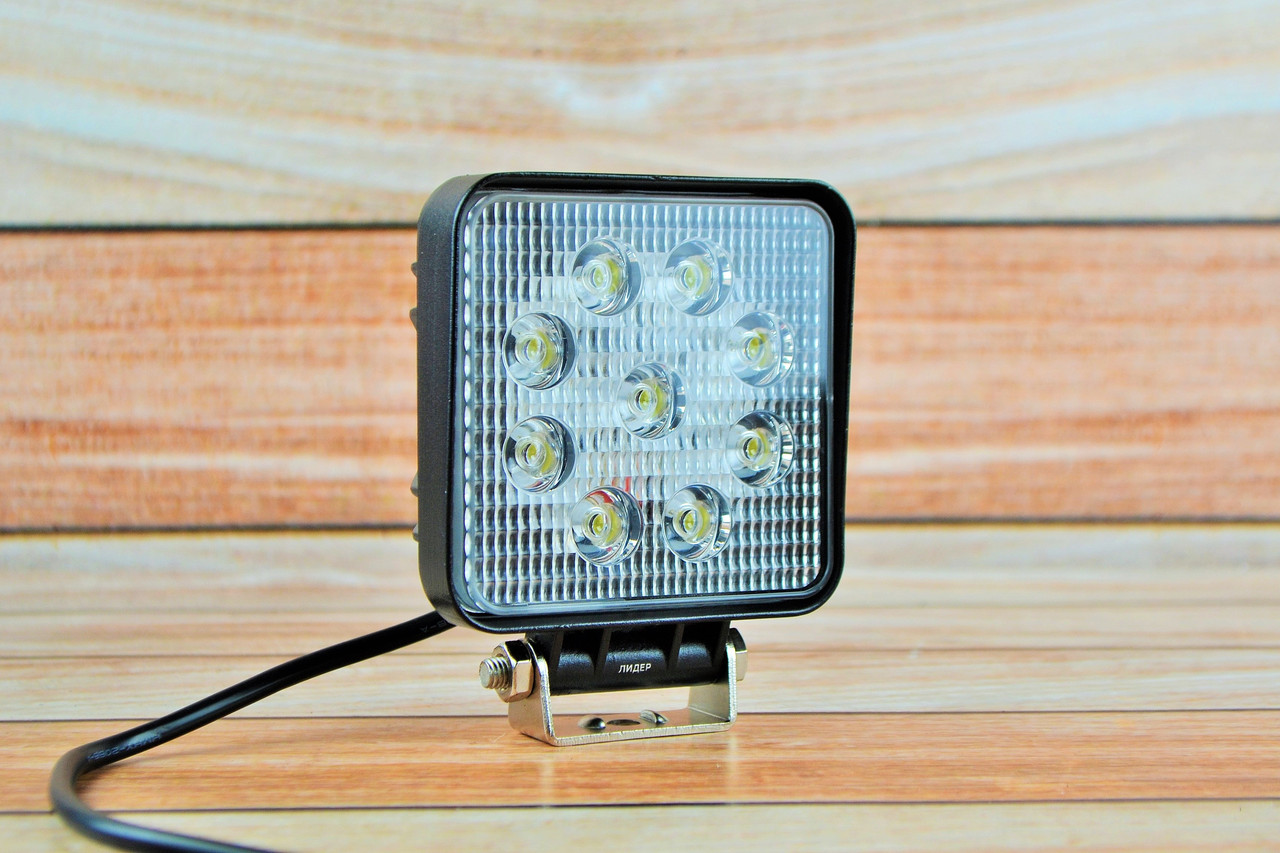 Світлодіодна LED-фара робоча 27W/60° 27 Вт, (3 Вт*9ламп) Сирий промінь, фото 1