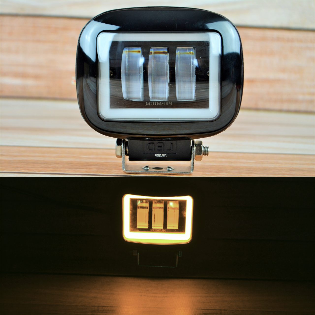 Додаткова світлодіодна LED-фара 45 Вт Квадратна Жовтий ангельський Око Чіткий світловий тіновий кордоном, фото 1