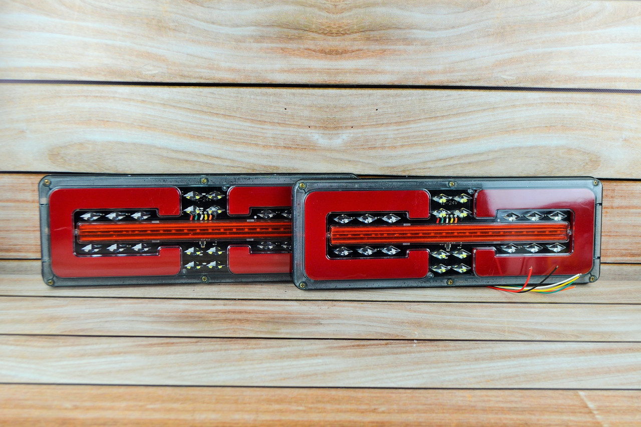 Ліхтар LED задній 12-24 V до Автомобільної техніки, вантажівок, 41х13 см (Біжний поворотник), фото 1