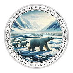 Сувенір срібна монета медаль із серії «Сім'я білих ведмедів» — ПОЛЯРНИЙ МЕДВЕД