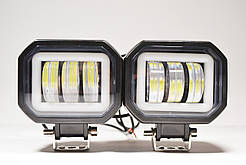 Додаткова світлодіодна LED-фара 40 Вт квадратна з ДХО Чіткою світловою тіневою кордоном (Комплект)