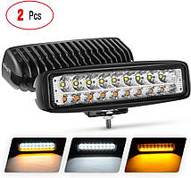 Світлодіодна LED-фара 36 Вт (світлодіоди 2w x18шт + з поворотником) Широкий промінь (Комплект 2 шт.)