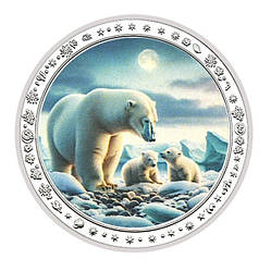 Сувенір срібна монета медаль із серії «Полярний білих ведмедів»