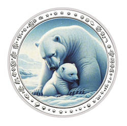 Сувенір срібна монета медаль із серії «Полярний білих ведмедів»