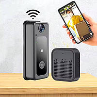 Розумний бездротовий відео дверний дзвінок з камерою та підтримкою Tuya Smart Чорний