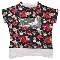 Футболка детская для девочки "Розы" Gabbi двухнитка с коротким демисезонным рукавом р.116 (11262)