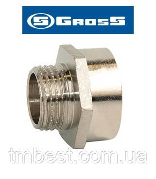 Перехідник 3/4"В х 1/2"З нікельований Gross SF, фото 1
