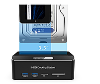 Док станція E-Elei RSH-338 для HDD SSD 2.5" 3.5" SATA III USB3.0 з хабом і картридером, фото 4