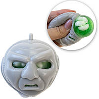 Іграшка антистрес Череп Зомбі з хробаками (сіра із зеленим) 4644122