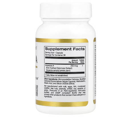 Стимулятор роботи мозку (гуперзин А) California Gold Nutrition Huperzine A 250 мкг 30 капс., фото 2