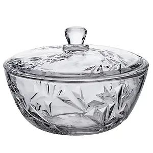 Скляна салатниця з кришкою під кришталь 24 см
