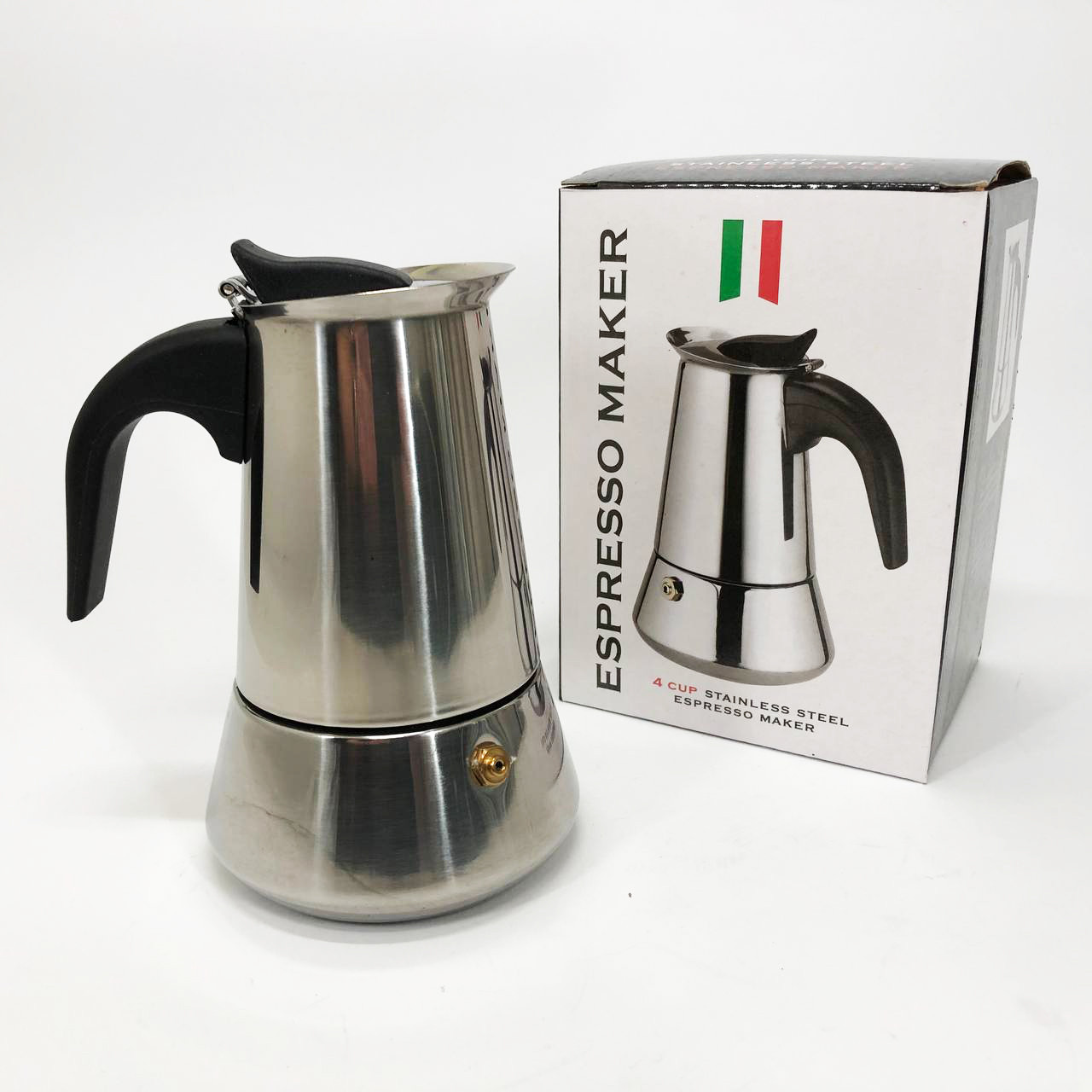 Кавоварка гейзерна з нержавіючої сталі UNIQUE UN-1901 180 мл, Гейзер для варіння кави гейзерна кавоварка, фото 1