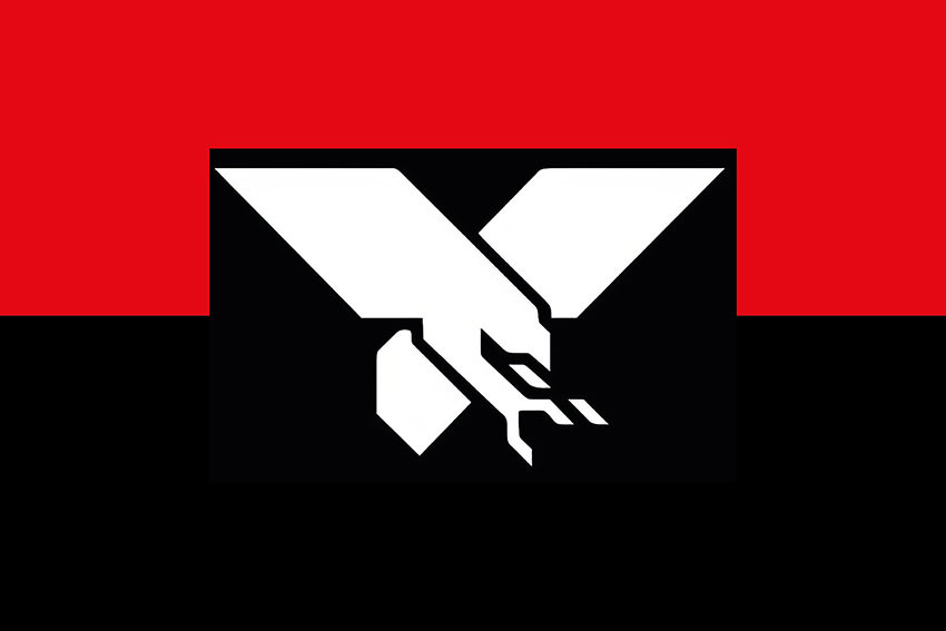 Прапор роти ударних БПЛА 100 ОБрТрО ЗСУ червоно-чорний