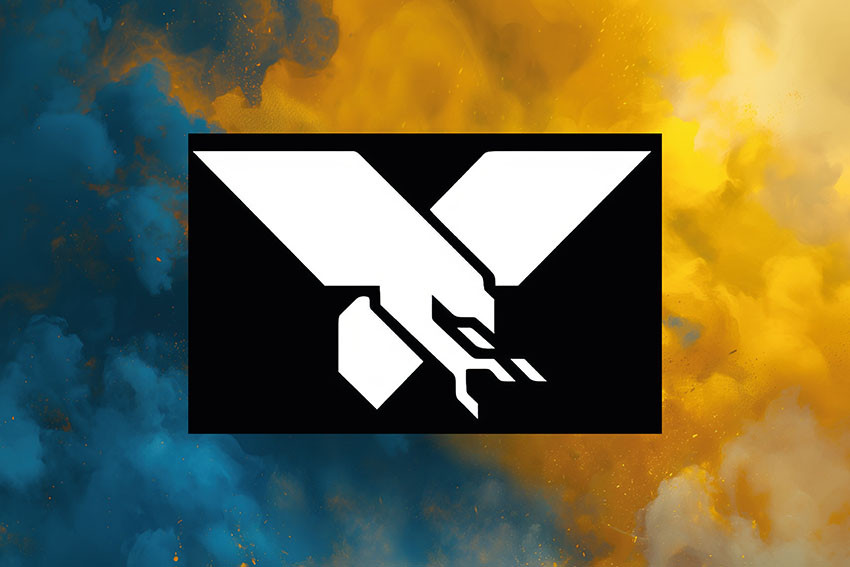 Прапор роти ударних БПЛА 100 ОБрТрО ЗСУ синьо-жовтий світанок