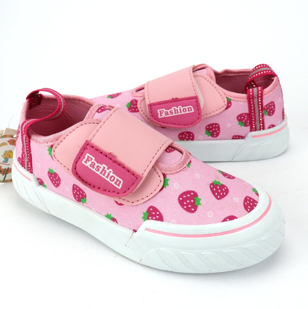 11157B Дитячі кеди для дівчинки рожеві на липучках Tom.m