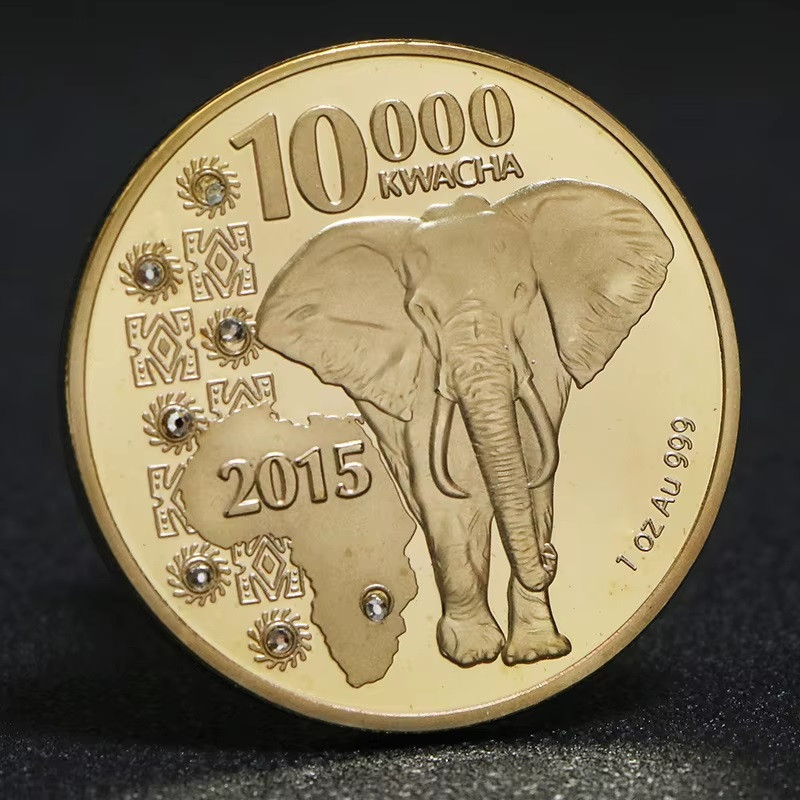 Сувенір монета серії африканські тварини 10000 Квача 2015г, "Слон" (Республіка collion)