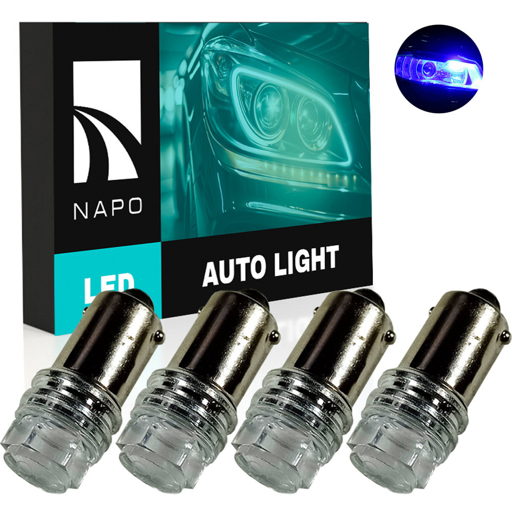 Комплект світлодіодних ламп NAPO LED BA9S-2835-3smd T4W Ba9s колір світіння синій 4 шт, фото 1