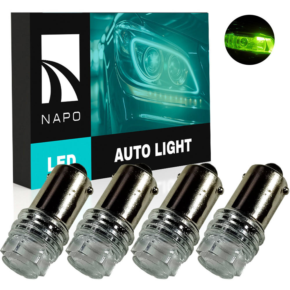 Комплект світлодіодних ламп NAPO LED BA9S-2835-13smd T4W Ba9s колір світіння зелений 4 шт