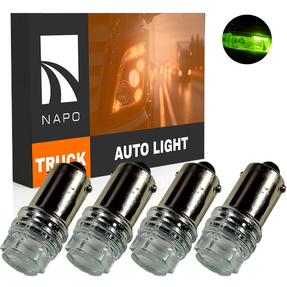 Комплект світлодіодних ламп для вантажівок NAPO TRUCK BA9S-2835-13smd 24V T4W Ba9s колір світіння зелений 4 шт