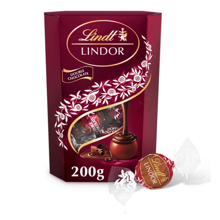 Цукерки Lindt Lindor Double Chocolate з молочного і темного шоколаду з м'яко танучою начинкою, 200г