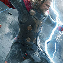 Плакат "Тор: Царство темряви, з молотом в стрибку, Thor 2: Dark World (2013)", 60×43см, фото 3